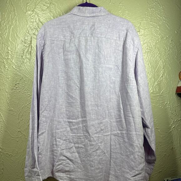 UNTUCKit‎ Shirt Mens Purple Long Sleeve Button Up Slim Fit Casual Linen Size XL - Picture 2 of 4